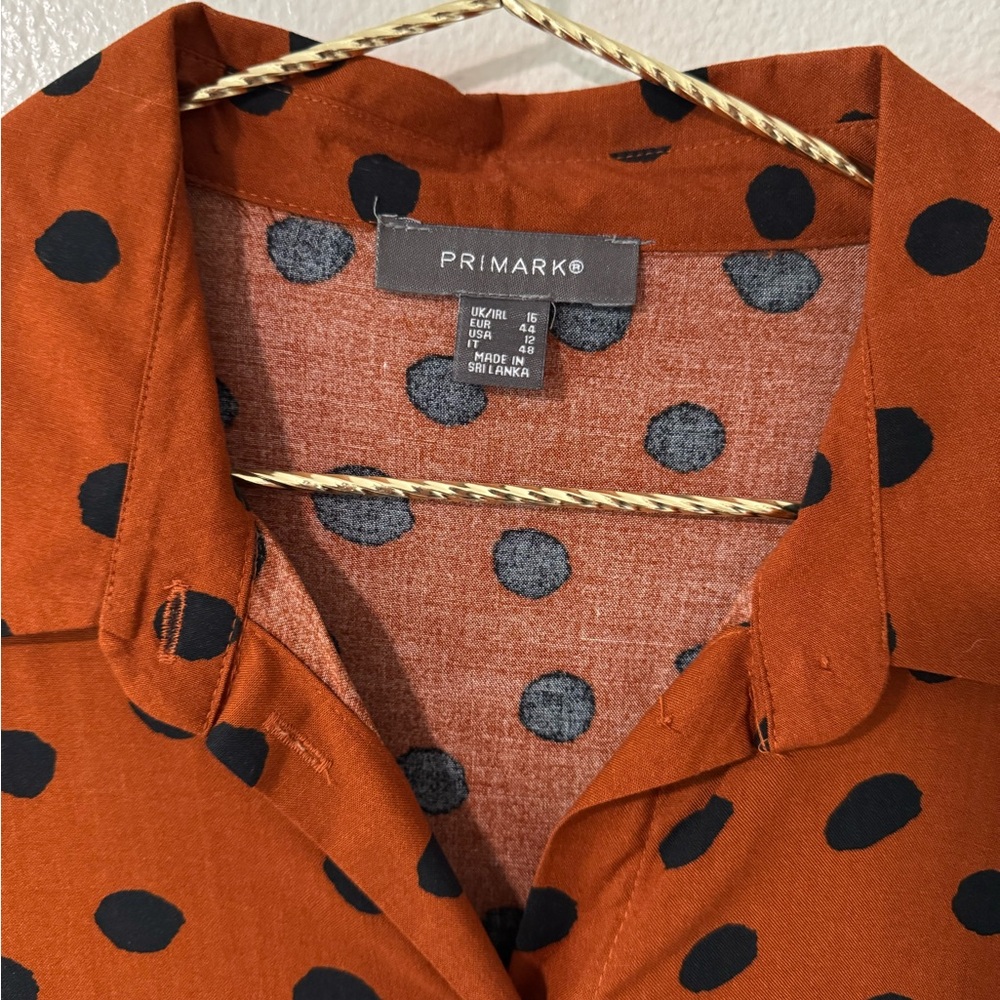 Primark Leopard Dot Button Down Shirt Dress 12 - Picture 2 of 4